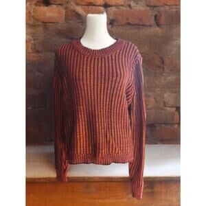 Cabi Sweater Womens Medium Cropped Long Sleeve Orange Black Striped